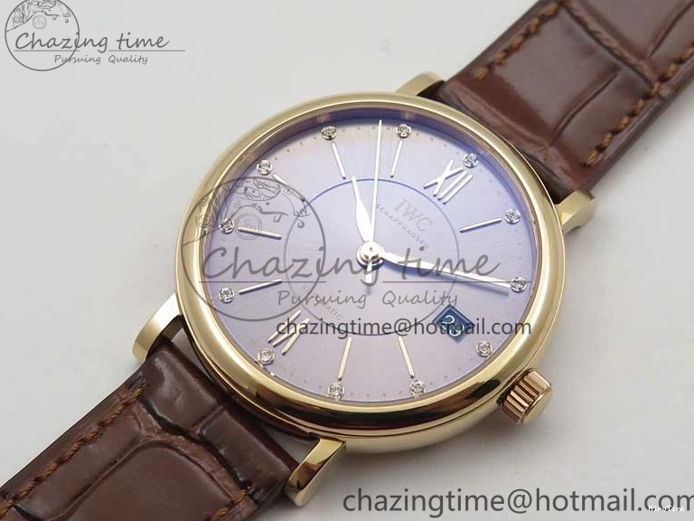 MIROTIME 0313 Portofino 37mm RG V7F 1:1 Best Edition Gray Dial on Deep Brown Leather Strap A SunProtective 7090